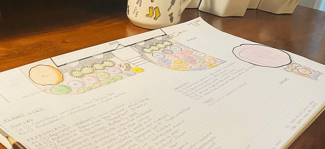 Colorful garden plan with notes